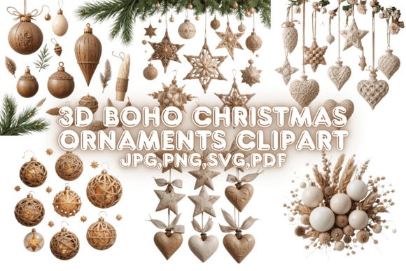 3D Boho Christmas Ornament Clipart