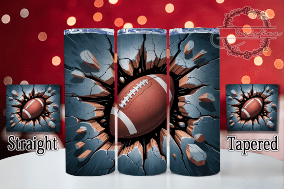3D Breaking Wall Football Tumbler