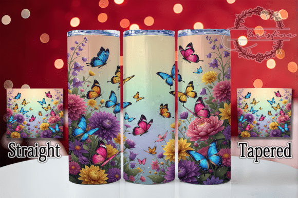 3D Colorful Floral Butterfly Tumbler