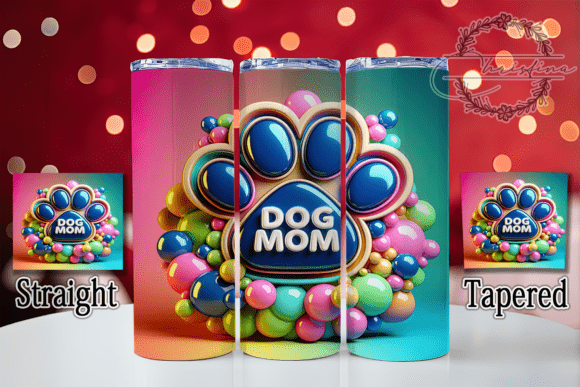 3D Dog Mom Paw Print Tumbler