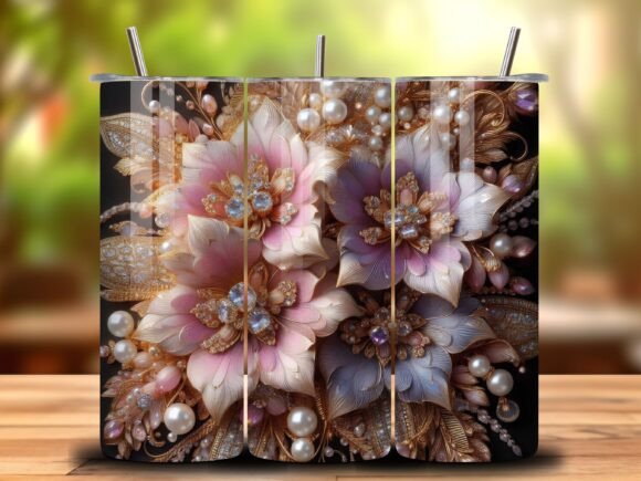 3D Flowers Roses 20 Oz Tumbler Wrap V.5