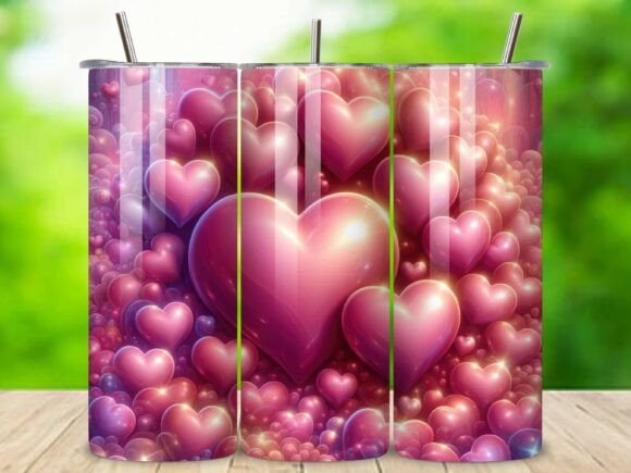 3D Heart Valentine 20oz Tumbler Wrap V.8