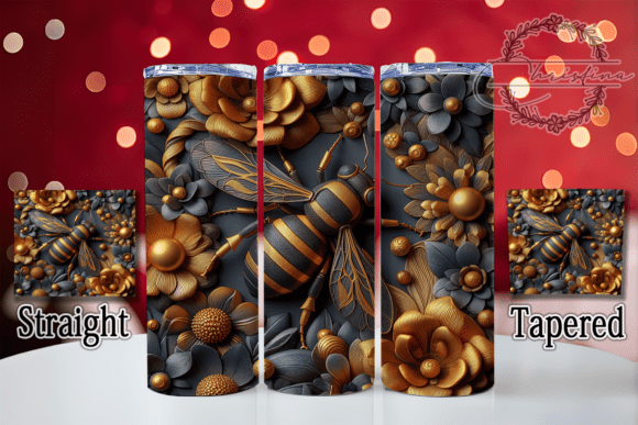 3D Honey Bee and Flowers Tumbler Wrap