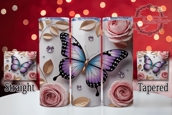 3D Inflated Butterfly Diamond Tumbler