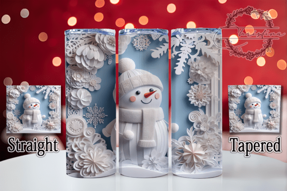 3D Paper Art Snowman Tumbler
