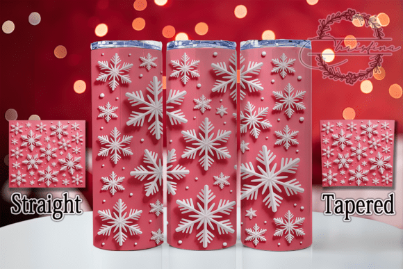 3D Pink Snowflake Christmas Tumbler