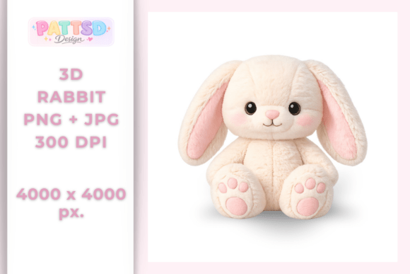 3D Plush Bunny – Cute Baby Animal