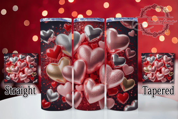 3D Valentine Hearts Tumbler