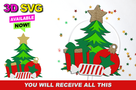 Christmas Tree Cake Topper 3D SVG