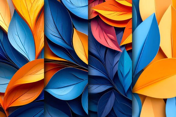 Colorful 3D Paper Leaf Art Design