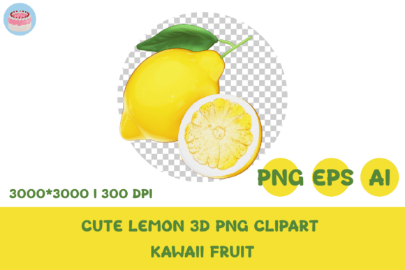 Cute Lemon 3D PNG Clipart Kawaii