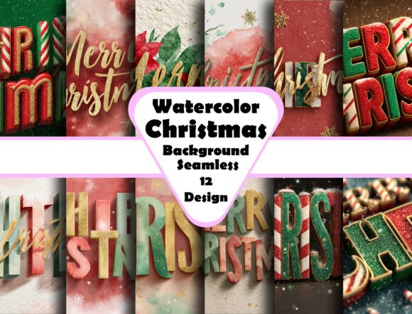 Elevate Your Holiday Designs with Christmas 3D Text Effects Backgrounds and Watercolor Bundles