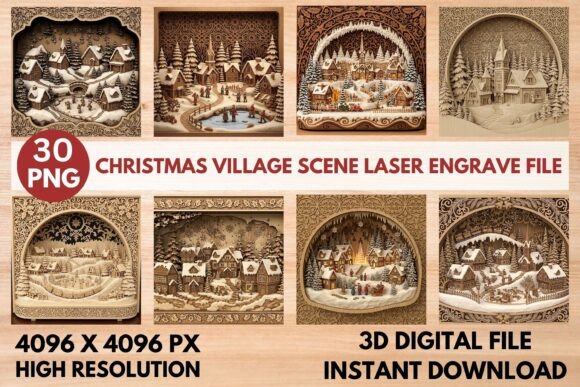 Mastering the Art of 3D Christmas Village Scene Laser File Projects