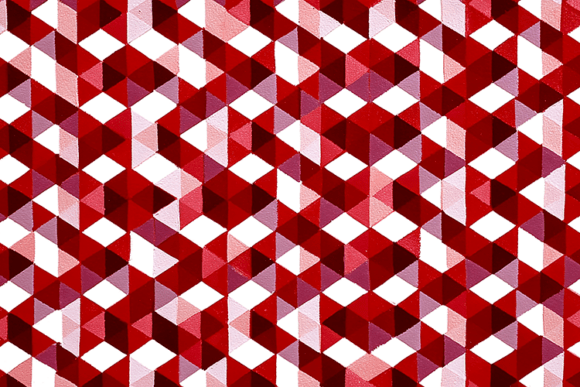 Red Geometric Cube Pattern Modern 3D