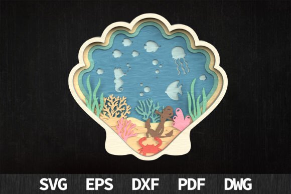 Seashell Ocean Scene 3D SVG