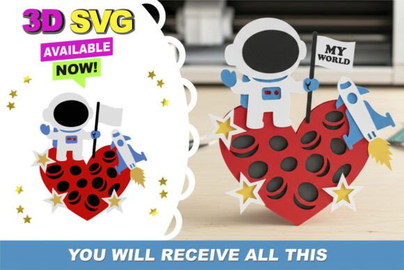 Unveiling the Charm of the Valentine Astronaut Topper 3D SVG: A Digital Craft Revolution