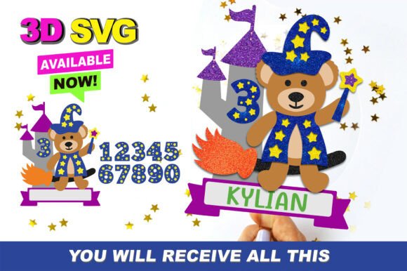 Wizard Bear Cake Topper 3D SVG
